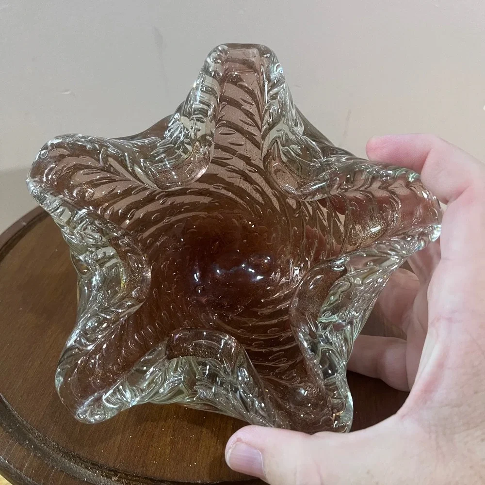 Murano Barovier Bullicante Zebratti Art Glass Bowl Amethyst Gold Bubble Burst